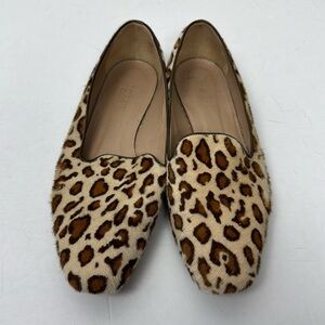 J Crew Collection Cleo Italian Calf Hair Leopard Print Loafers size 8.5 A0615